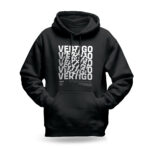 Raverge men's black hoodie Vertigo spinning typography dizzying streetwear design