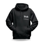 Raverge men's black hoodie Wrath of the Heaven frontside bold title streetwear