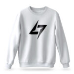 Men’s Raverge white sweatshirt with minimalist Raverge logo design