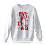 Men's Challenge Everything sweatshirt in white with bold red and black typography design