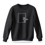 Raverge men's Think Without the Box black sweatshirt with creative typography design