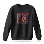 Raverge men's Be Iconic black sweatshirt with bold, empowering typography