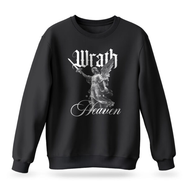 Men's Wrath of the Heaven black sweatshirt with dramatic graphic design