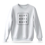 Men's Deny Ordinary white sweatshirt with bold Raverge slogan design