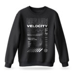Raverge men's Escape Velocity black sweatshirt with futuristic sci-fi graphics.