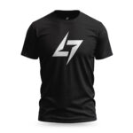 Black Raverge men's t-shirt featuring the Raverge logo on the chest