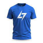 Blue Raverge men's t-shirt featuring the Raverge logo on the chest