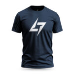 Navy Raverge men's t-shirt featuring the Raverge logo on the chest