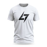 White Raverge men's t-shirt featuring the Raverge logo on the chest