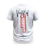 Raverge men's white t-shirt with bold text 'Verge of Breakthrough' graphic design