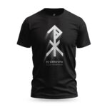 Black Einherjar t-shirt with Viking protection rune and "Einherjar" text in Elder Futhark script