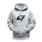 Raverge women's white hoodie featuring the Raverge logo on the chest.