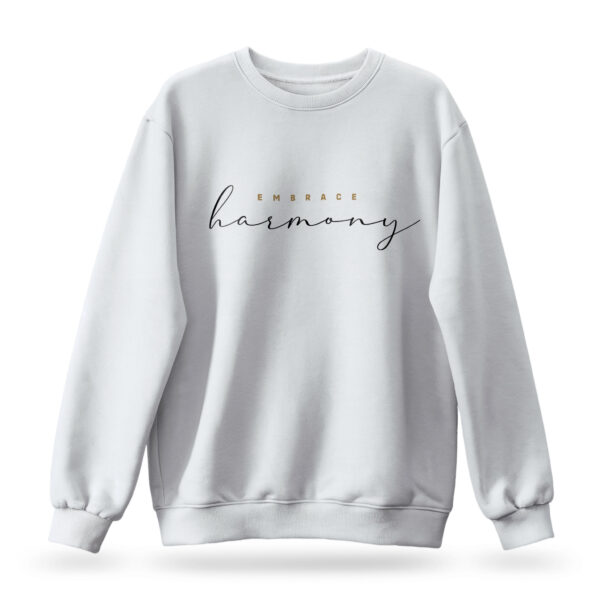 Raverge Women's White Sweatshirt Embrace Harmony - Cozy and Stylish