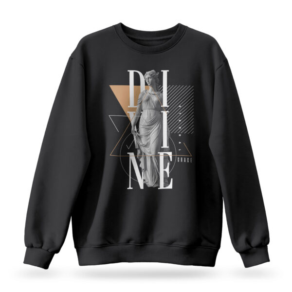 Raverge women's black sweatshirt Divine Grace - Goddess graphic sweatshirt