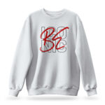 Raverge women's white sweatshirt Be Iconic - Bold typography design