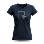 Navy Raverge Women's Think Without the Box T-Shirt with creative typography design
