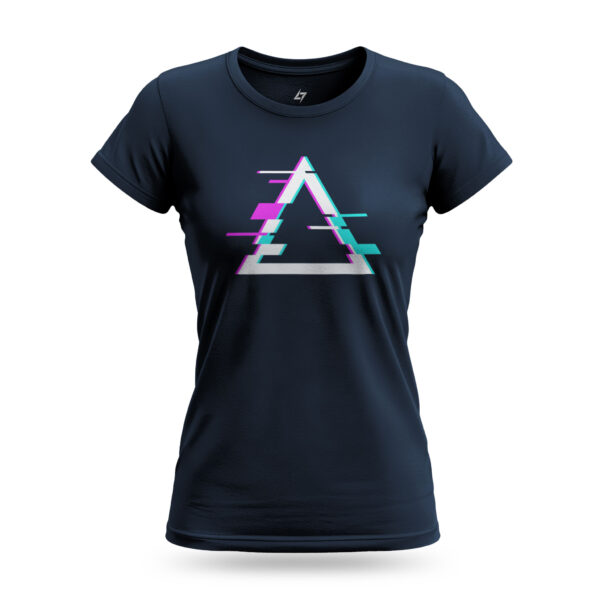 Women’s Apex navy t-shirt with futuristic typography design for gamers and sci-fi fans