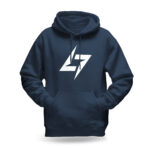 Raverge men's navy hoodie with the Raverge logo, premium streetwear for men.
