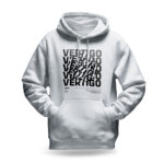 Raverge men's white hoodie Vertigo spinning typography dizzying streetwear design