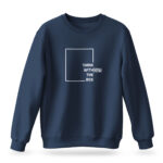 Raverge men's Think Without the Box navy sweatshirt with creative typography design