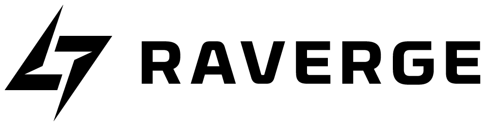 Raverge logo, a stylized wordmark with the Raverge symbol