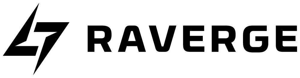Raverge logo, a stylized wordmark with the Raverge symbol